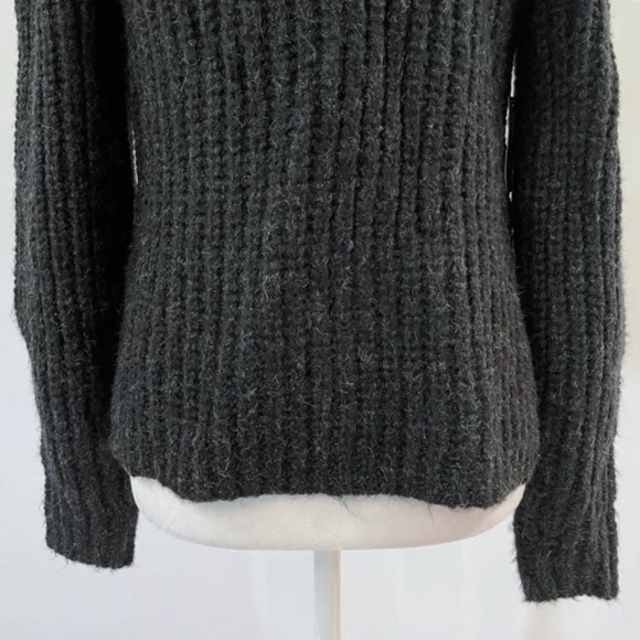 New Leith Chunky Knit Mock Neck Side Slit Sweater Black Multi Size XXS - Picture 7 of 16